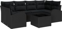 vidaXL - Tuinbank - Set - 7 - st - 6-Aantal - zitplaatsen - Zwart - poly - rattan