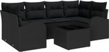 vidaXL - Tuinbank - Set - 7 - st - 6-Aantal - zitplaatsen - Zwart - poly - rattan