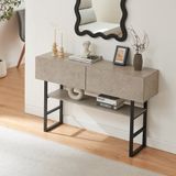 en.casa Consoletafel Varberg 120x30x75 cm betonkleurig licht en zwart