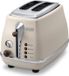 Delonghi Icona Vintage Toaster, 2 slots, 6 settings, 900W, shiny beige, chocolate brown base