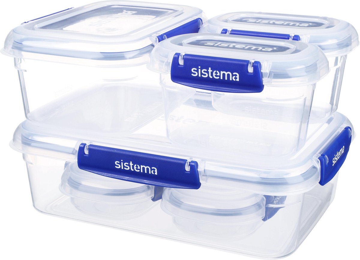 Sistema Klip It + voorraaddozen - 6 delige set - 2x 180ml, 2x 400ml, 1x 1L en 1x 2.2L