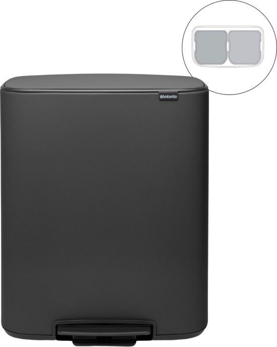 Brabantia Bo Prullenbak - 2 x 30 liter - Mineral Infinite Grey