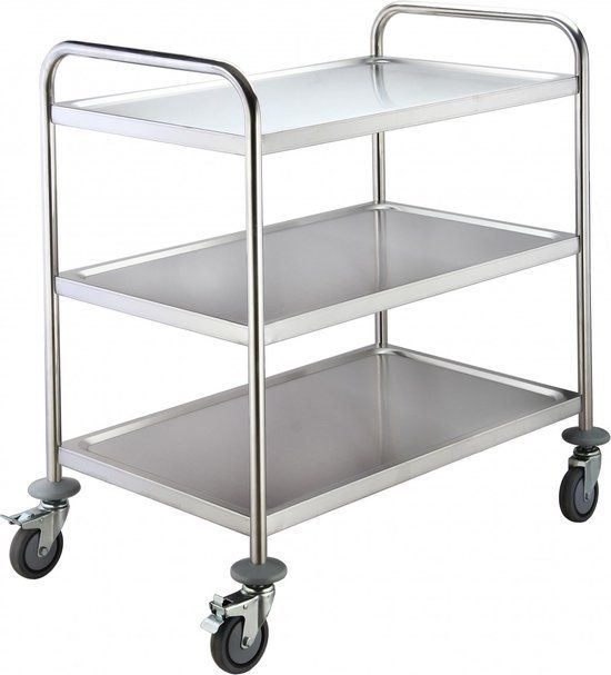 SARO RVS Serveerwagen - 3 Plateaus - 86x51x94cm - Zorg & Horeca