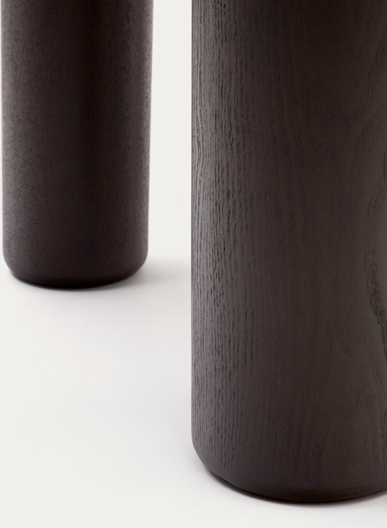 Kave Home - Ronde Mailen-tafel in essenfineer met donkere afwerking &#216; 120 cm