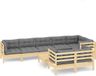 vidaXL Loungeset 9-delig met kussens massief grenenhout grijs