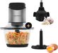 JAP Appliances Multi Chop + Uitbreidingspakket - Accessoire hachoir avec bol en verre 600ml - Broyeur à glace, économe à ail et batteur à œufs - Lavable au lave-vaisselle - 400W