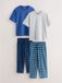 Next - Heren - Set van 2 jersey pyjama's met korte mouwen - Blauw