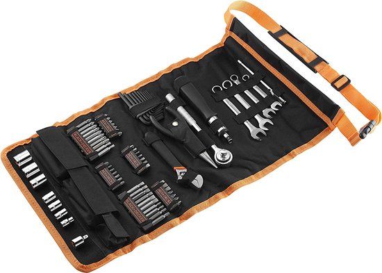 BLACK+DECKER 76-delige gereedschapstas van polyester in oranje en zwart