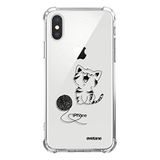 Evetane Beschermhoes, compatibel met iPhone X/XS, siliconen, schokbestendig, robuust, bescherming rondom, transparant, kat en wol, motief tekst