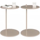 Idmarket – Lot De 2 Tables D'Appoint Rondes 40 Cm – Tables De Chevet En Métal Taupe – Design Rétro Et Moderne – Idéal Pour Salon Et Chambre