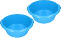 Merkloos 2x stuks grote afwasteil / afwasbak rond blauw 25 liter - camping / handwas afwasteilen