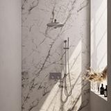 Brauer Brushed Carving Thermostatische Regendoucheset Inbouw - Hoofddouche 30 cm - Rechte Wandarm - Met Drukknoppen - Handdouche Staaf - Doucheslang - Geintegreerde Glijstang - Rvs