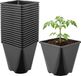 Garronda Set de 20 pots de culture carrés arrondis en plastique avec trous de drainage pour jardin (Noir, 14 x 14 x 14 cm (2L)) GD-KW-SR