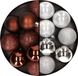 Billiet - Vanlaere 24x stuks boules de Noël en plastique mélange de brun foncé et d'argent 6 cm