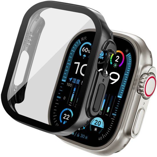 imoshion Ploonk B.V. Screenprotector - Geschikt voor Apple Watch Ultra / Ultra 2 / Ultra 3 - 49 mm - Full Cover Hard Case / Beschermend Hoesje - Zwart
