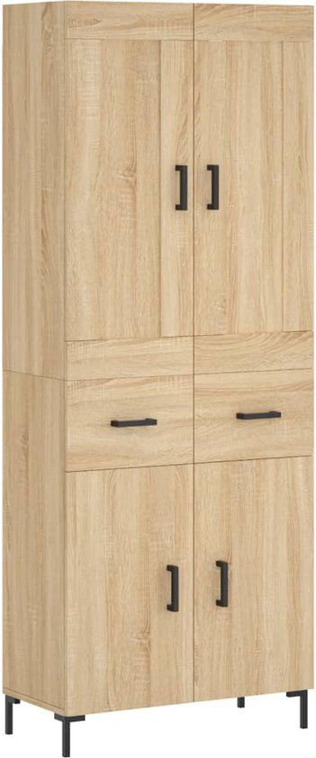 vidaXL Hoge kast 69,5x34x180 cm bewerkt hout sonoma eikenkleurig