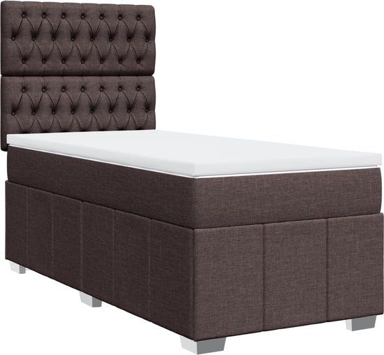 vidaXL Boxspring met matras stof donkerbruin 90x190 cm