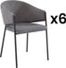 Vente-unique Set van 6 stoelen met stoffen en metalen armleuningen - Grijs - ORDIDA