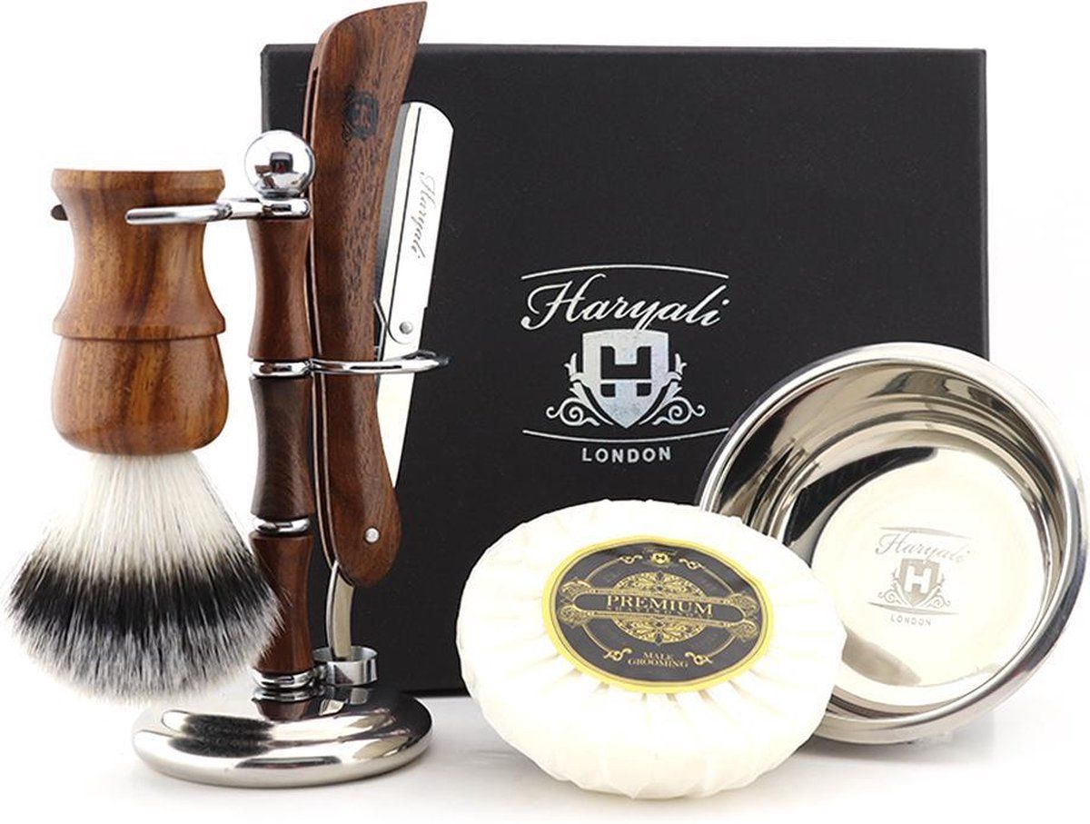 Haryali London Compleet Shaving Set In Hout & Metaal Cadeau voor Hem