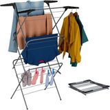 Merkloos Relaxdays wasrek, inklapbaar, 138x63,5x50 cm, met houders voor kledinghangers, staand