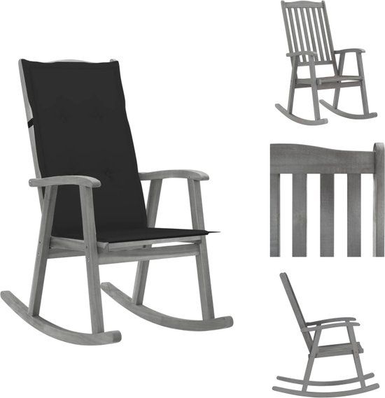vidaXL Schommelstoel Hout - Vintage Design - Grijs - Acaciahout - Met Kussen