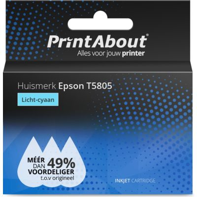 PrintAbout   Huismerk Epson T5805 Inktcartridge Licht-cyaan