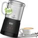 Bol Mousseur à Lait avec Récipient en Verre - 100% Sans BPA - 4 Modes & Fouet de Remplacement - Machine à Cacao Électrique - Dispositif Moussant - Chauffe-Lait