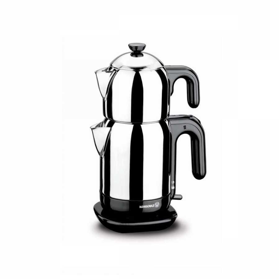 Korkmaz A369 - Elektrische theepot - 1600W - Zwart/RVS