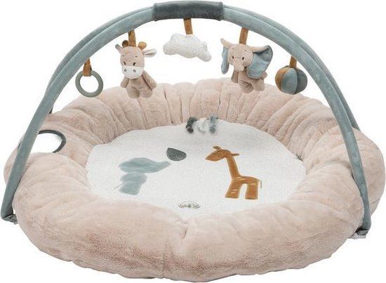 Nattou Axel en Luna Speelkleed - Speeltapijt - Speelmat Rond met Bogen - 90 cm - Beige