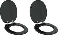 vidaXL Abattant de toilette 2 pièces Noir 44 x 38 cm Bois sculpté