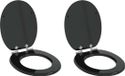 vidaXL Abattant de toilette 2 pièces Noir 44 x 38 cm Bois sculpté