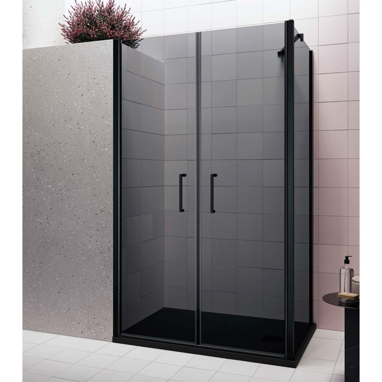 Lacus Zijwand Lacus Giglio Evo 80x200 cm Aluminium Profiel Rookglas Zwart