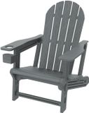 ML-Design Tuinstoel Adirondack ligstoel weerbestendig HDPE kunststof tot 180 kg grijs