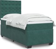 Maison Exclusive - Lit boxspring avec matelas, vert foncé, 100x200 cm, velours