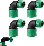 Adaptateur d'angle pour raccord rapide de tuyau d'arrosage - 4 pièces - Laiton - 90 degrés