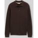 Tom Tailor - Pull en maille à col polo - Taille S - marron chocolat foncé chiné