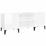 vidaXL Platenkast 121x38x48 cm bewerkt hout hoogglans wit