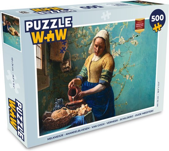 MuchoWow Puzzel Vermeer - Melkmeisje - Van Gogh - Amandelbloesem - Legpuzzel - Puzzel 500 stukjes