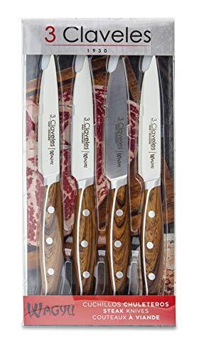 3 CLAVELES Steakmes, roestvrij staal, hout, 11,5 cm