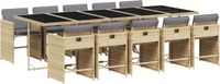vidaXL 11-delige Tuinset met Kussens Poly Rattan Gemengd Beige