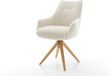 DELIFE Chaise de salle à manger Alja-Flex avec accoudoir cadre en bois angulaire naturel teddy beige pivotant à 360° noyau à ressorts ensachés