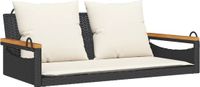 vidaXL Schommelbank met kussens, polyrattan, zwart, 109x62x40 cm