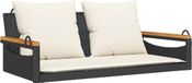 vidaXL Schommelbank met kussens, polyrattan, zwart, 109x62x40 cm