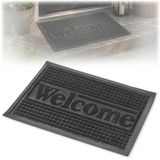 KADAX Deurmat, 60 x 40 cm, deurmat voor binnen en buiten, wasbare rubberen voetmat voor huisdeur, entree, vuilvangmat van rubber, deurmat (grijs)