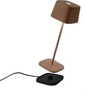 Zafferano - Ofelia Pro Aluminium Dimbare LED Tafellamp, Contact Laadbasis, IP65 Bescherming, Binnen/buiten gebruik, H29cm, EU Stekker - Corten