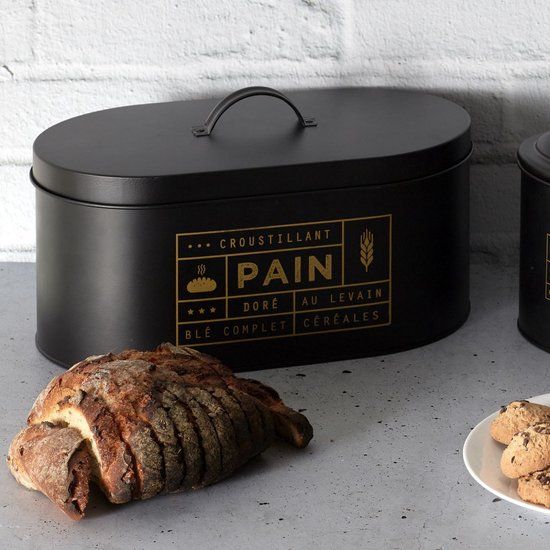 Cook Concept Brooddoos - Zwart Metaal met Gouden Opdruk - 34,5x20x18,5cm