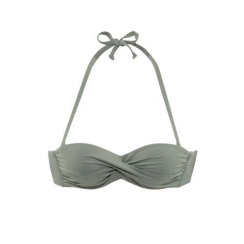 s.Oliver s.Oliver voorgevormde strapless bandeau bikinitop kakigroen