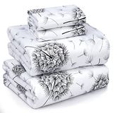 Ruvanti 100% Katoenen Lakens Queensize Set, 4-delig, Zacht & Ademend Perkal Weave Bedding, Deep Pocket 40,6 cm, Hotel Standard, Crisp Cool Feeling, Duurzaam, Perfect Floral Bed Sheet, Dandelion