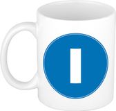 Bellatio Decorations Shoppartners Bv Koffie mok met de letter I - blauw - 300 ml