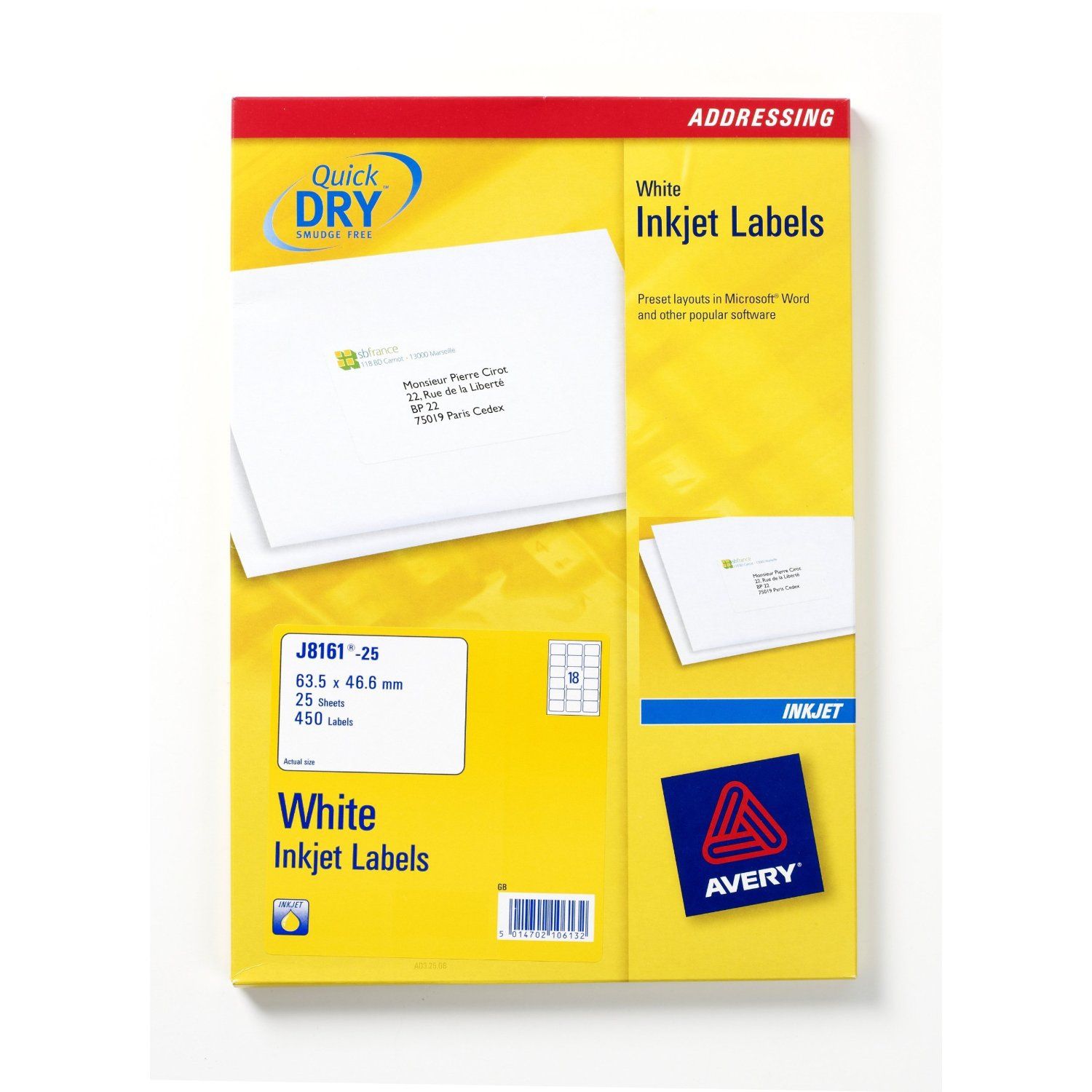 Avery J8161-25 - Adreslabels - wit